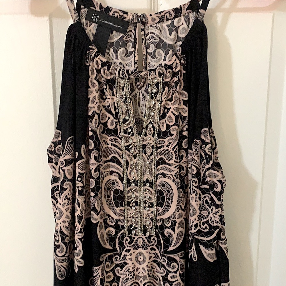 Beaded keyhole blouse